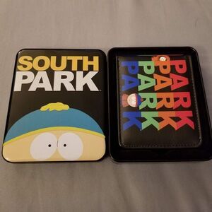 South Park Bifold Wallet in Tin Buckle Down Eric Cartman Stan Kyle Kenny Black